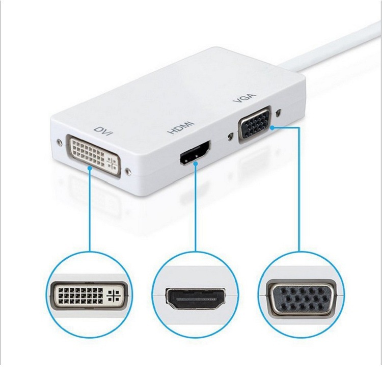 DisplayPort To HDMI-compatible VGA DVI Adapter 4K DP 3 In 1 Connector Video Display Converter for PC Projector Laptop HDTV