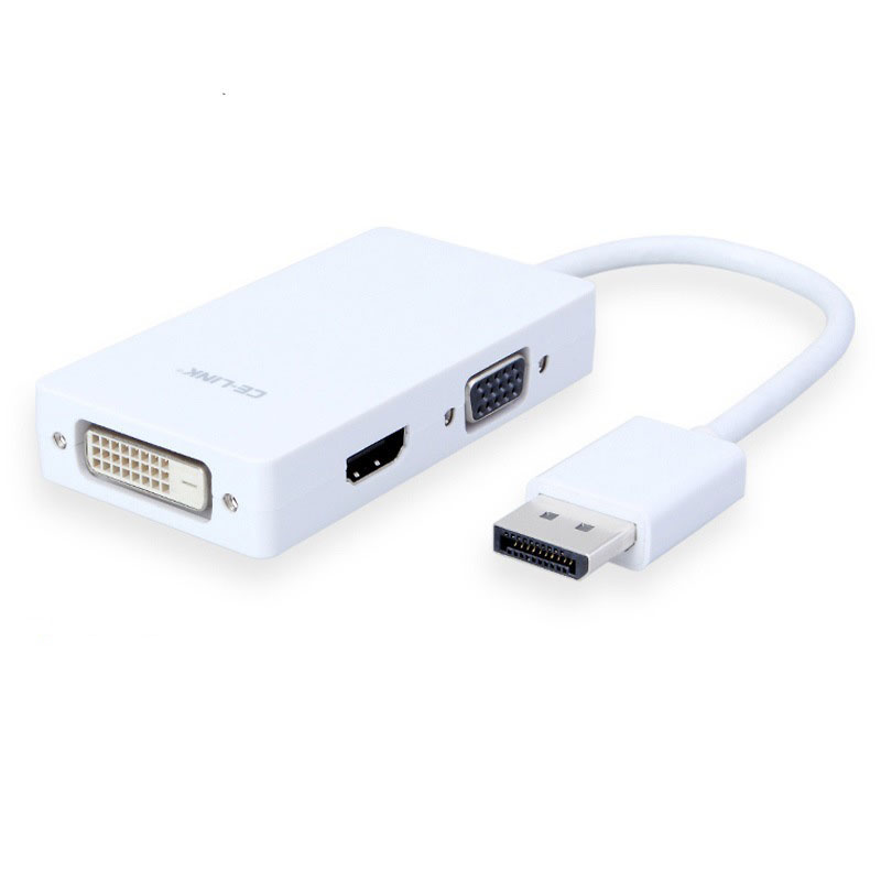 DisplayPort To HDMI-compatible VGA DVI Adapter 4K DP 3 In 1 Connector Video Display Converter for PC Projector Laptop HDTV