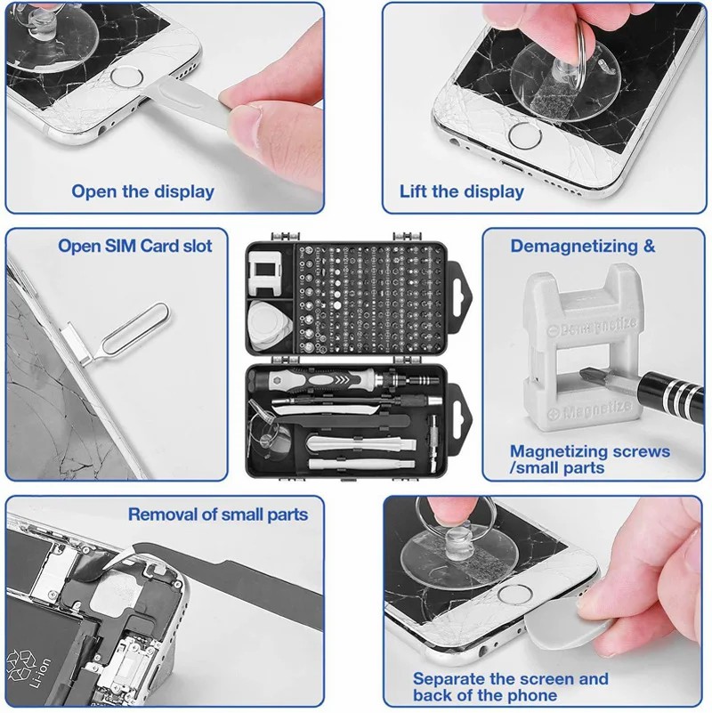 115 in 1 Screwdriver Set Anti-slip Handle Magnetic Screwdriver for DIY Work Small Electronic Devices Disassembly Tools