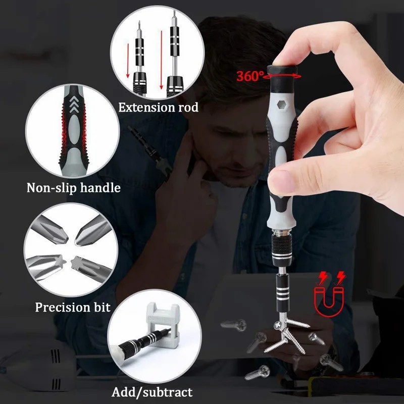 115 in 1 Screwdriver Set Anti-slip Handle Magnetic Screwdriver for DIY Work Small Electronic Devices Disassembly Tools
