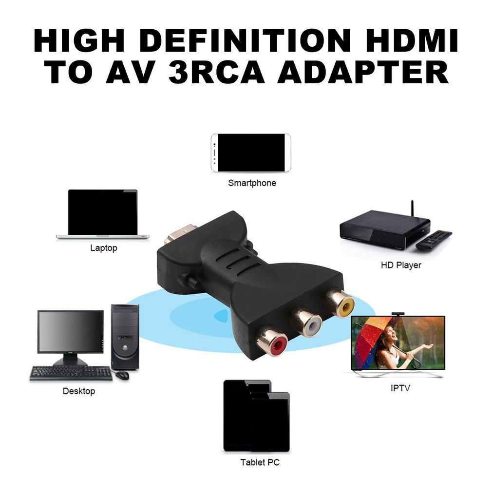 HDMI to 3RCA red, yellow and white lotus head converter HDMI to AV converter 3RC
