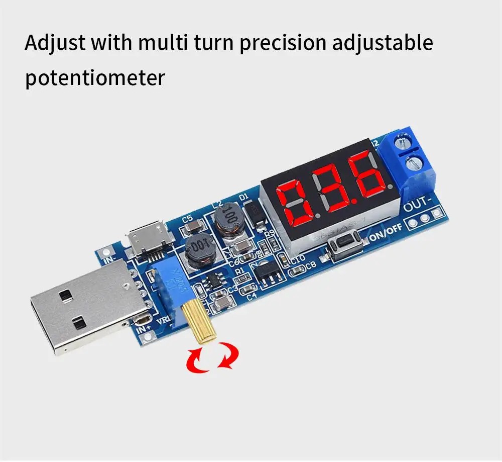 DC-DC 5V to 3.5V / 12V USB Step UP / Down Power Supply Module Adjustable Boost Buck Converter Out DC 1.2V-24V