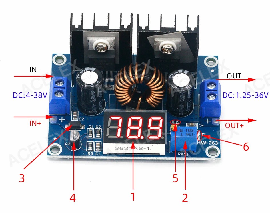 LED Voltmeter PWM Adjustable 4-36V To 1.25-36V Step-Down Board Module XL4016 8A 200W DC-DC Power drop Module