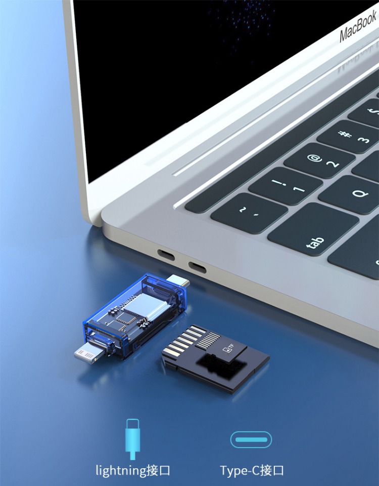 Lighting + Type-c to SDTF two-in-one card reader OTG converter