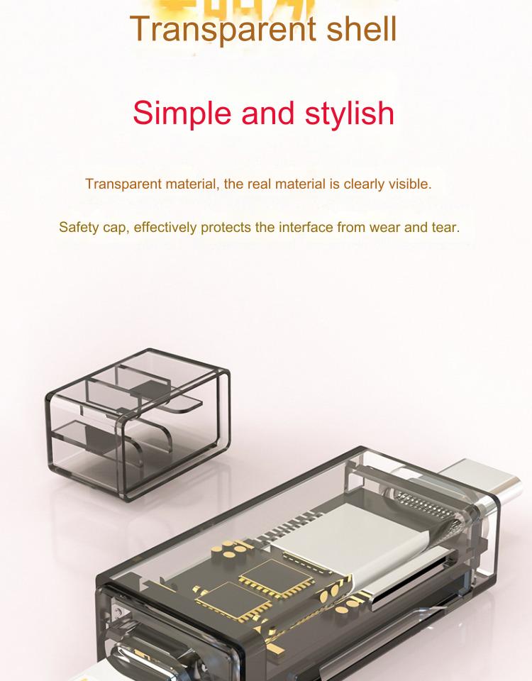 Lighting + Type-c to SDTF two-in-one card reader OTG converter