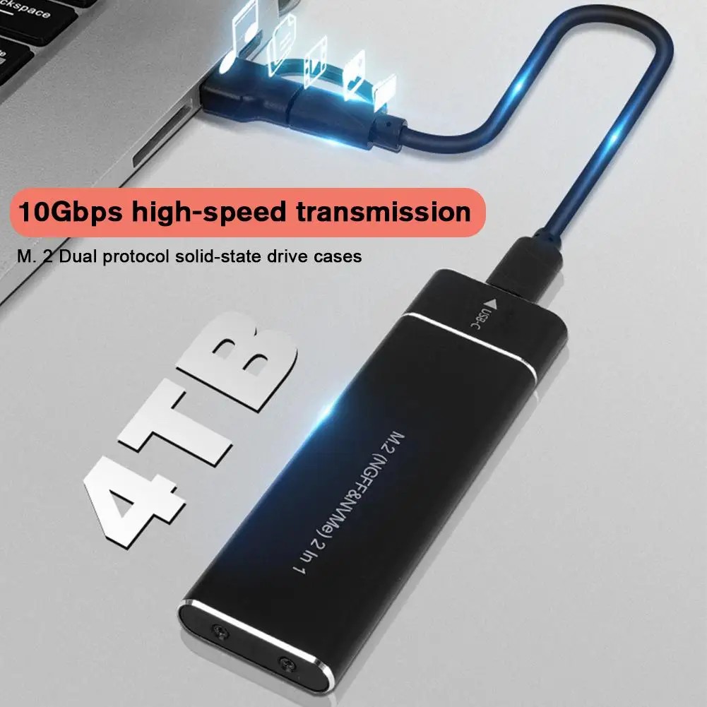 USB 3.1 Type C Dual Protocol M2 SSD Case M.2 NVME NGFF SATA SSD Enclosure Adapter 10Gbps External Enclosure Supports M and B&M Keys