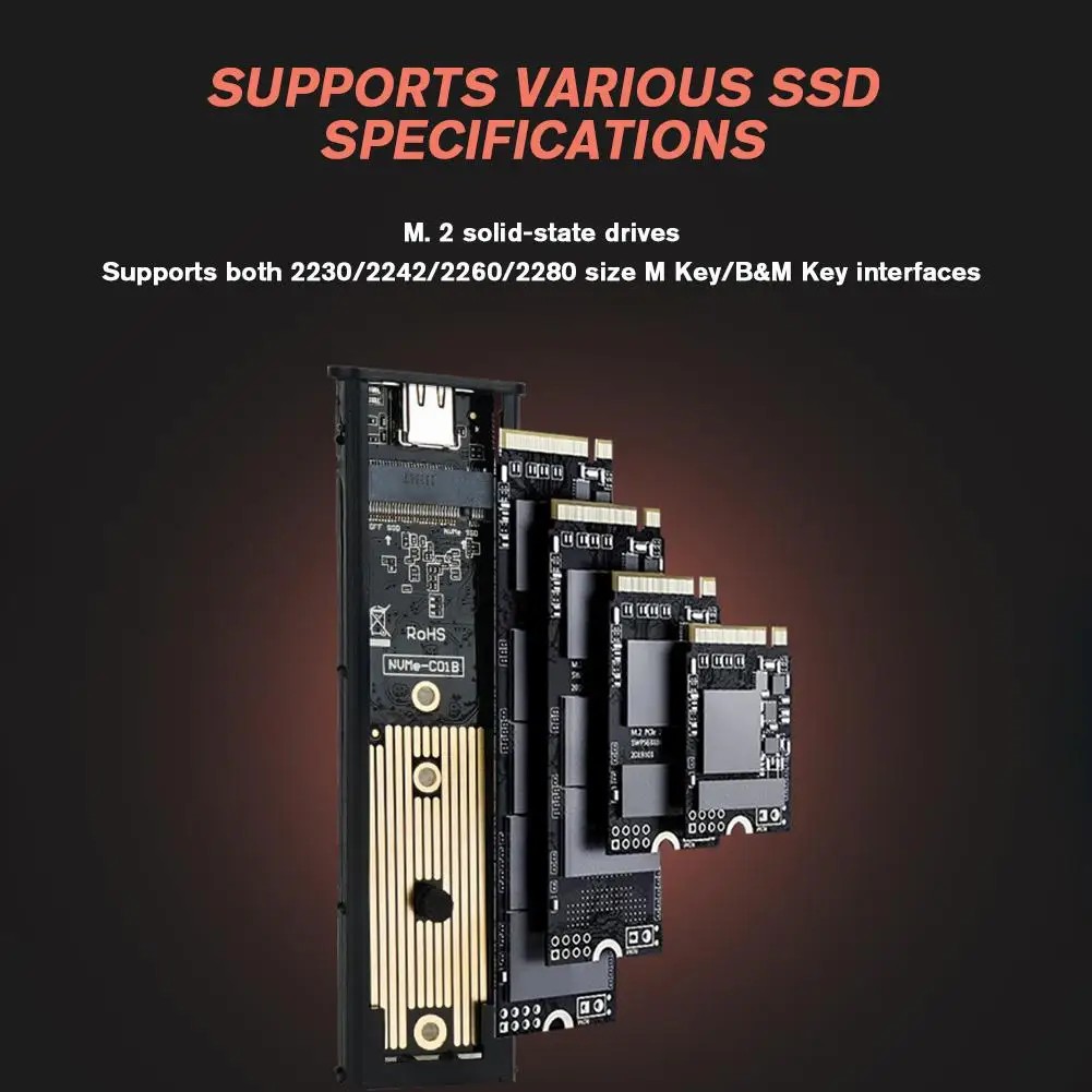 USB 3.1 Type C Dual Protocol M2 SSD Case M.2 NVME NGFF SATA SSD Enclosure Adapter 10Gbps External Enclosure Supports M and B&M Keys
