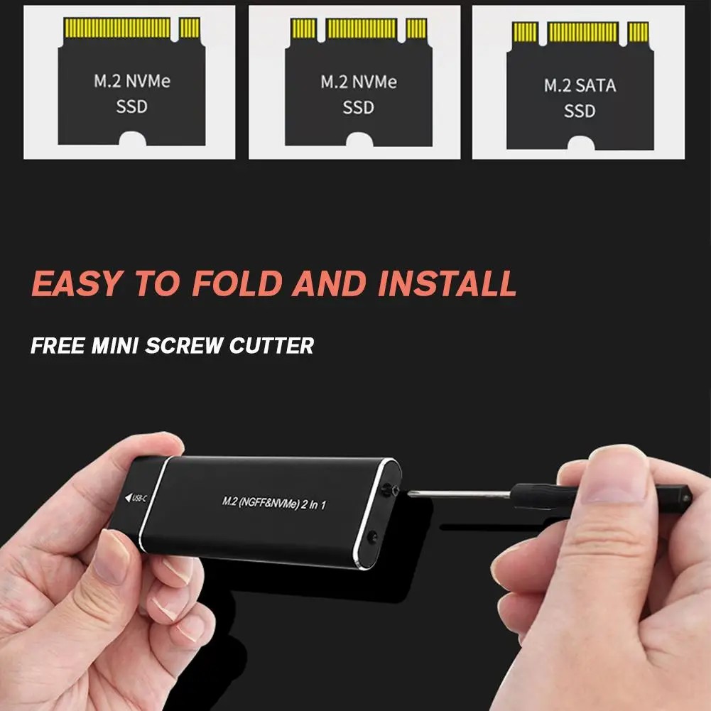 USB 3.1 Type C Dual Protocol M2 SSD Case M.2 NVME NGFF SATA SSD Enclosure Adapter 10Gbps External Enclosure Supports M and B&M Keys