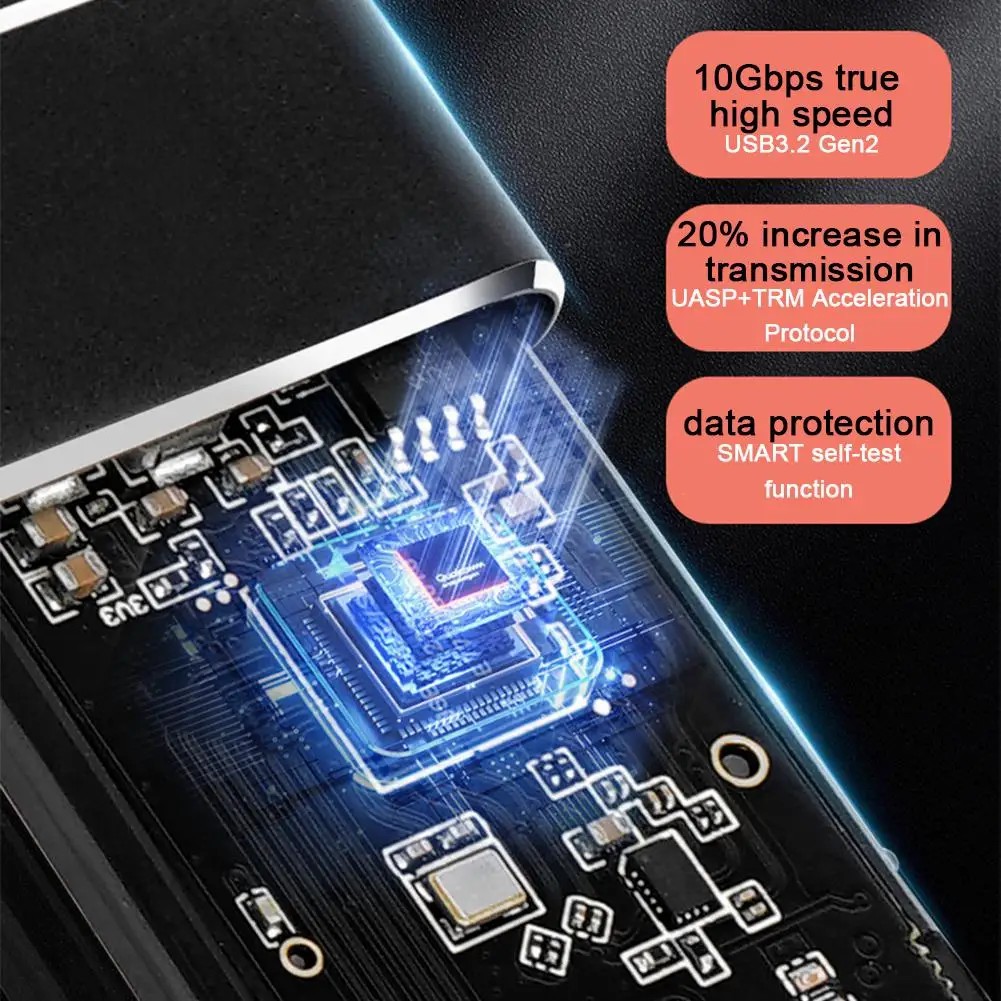 USB 3.1 Type C Dual Protocol M2 SSD Case M.2 NVME NGFF SATA SSD Enclosure Adapter 10Gbps External Enclosure Supports M and B&M Keys