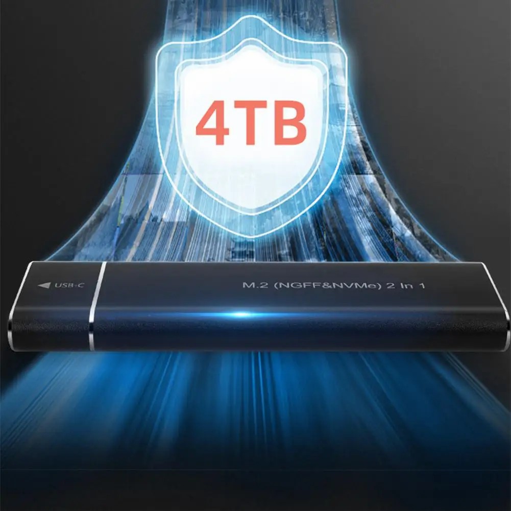 USB 3.1 Type C Dual Protocol M2 SSD Case M.2 NVME NGFF SATA SSD Enclosure Adapter 10Gbps External Enclosure Supports M and B&M Keys