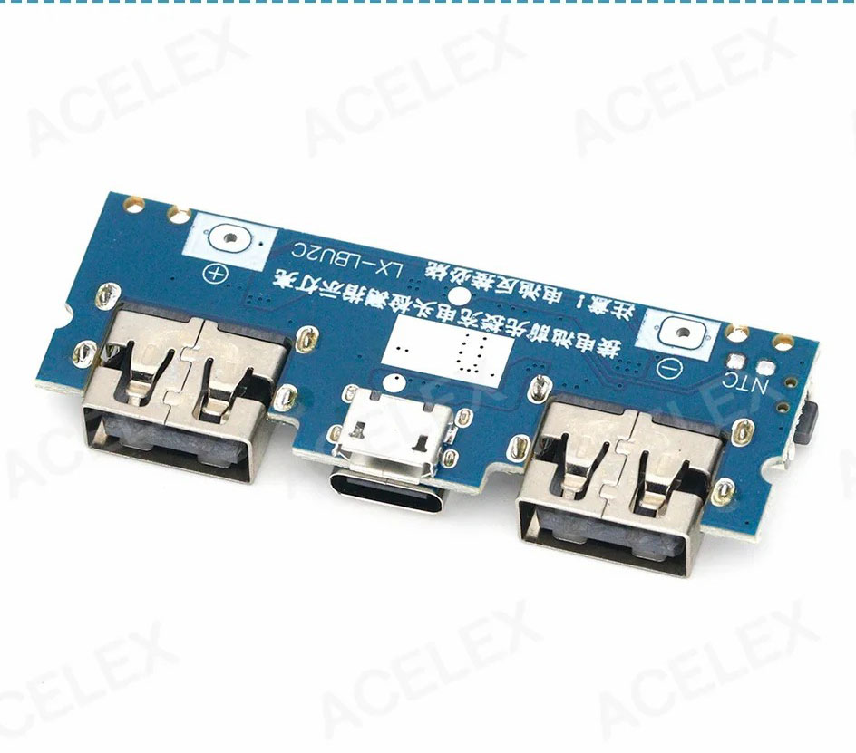Micro/Type-C USB 5V 2.4A Dual USB 18650 Boost Battery Charger Board Mobile Power Bank Accessories