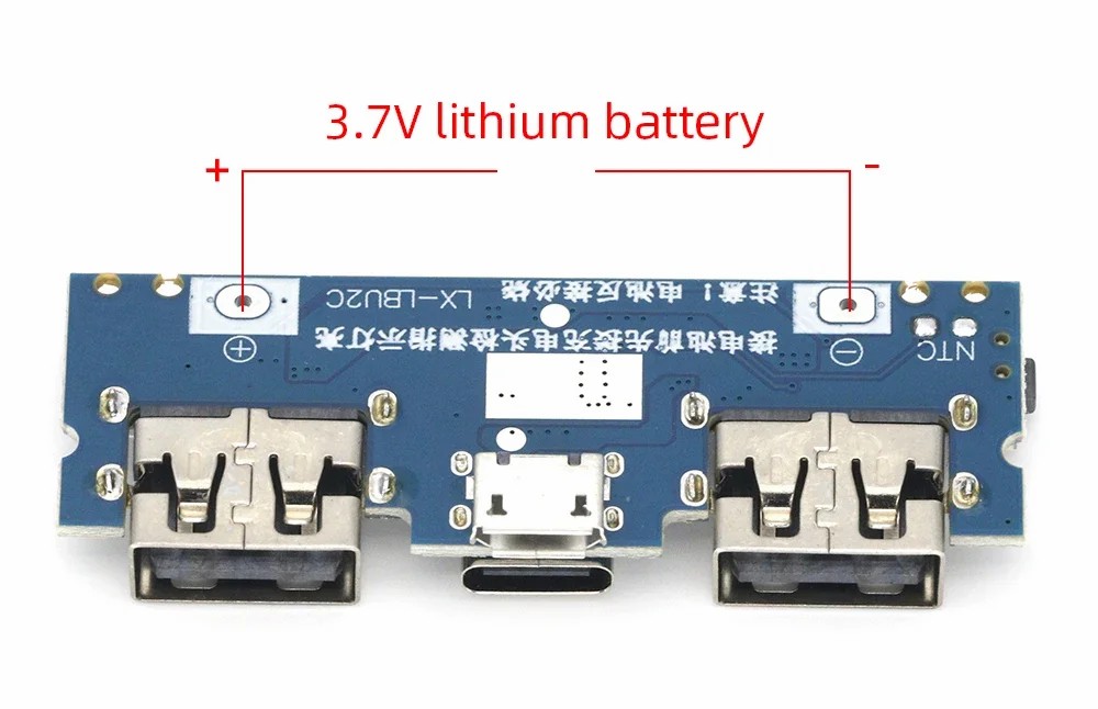 Micro/Type-C USB 5V 2.4A Dual USB 18650 Boost Battery Charger Board Mobile Power Bank Accessories