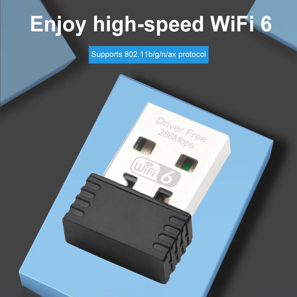 WIFI6 USB WIFI Network Card Free Driver 2.4GHz USB Dongle Wi-Fi Adapter 286.8Mbps 802.11b/g/n/ax for PC/Laptop/Desktop