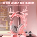 SY-G25 Wired Headphone High Fidelity Noise Cancelling Colorful Light Cartoon Deers 3.5mm Gaming Lossless Earpiece