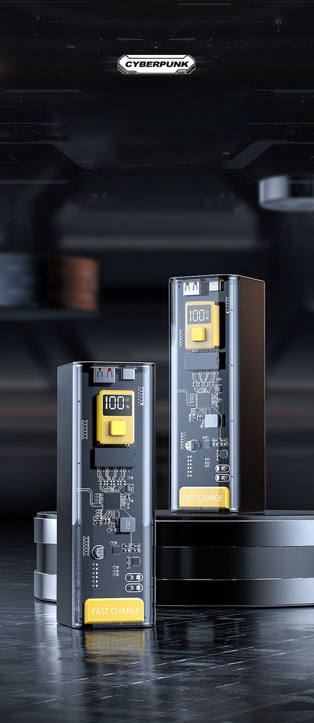 PD22.5W fast charging large capacity 20000 mAh transparent shell mobile phone power bank