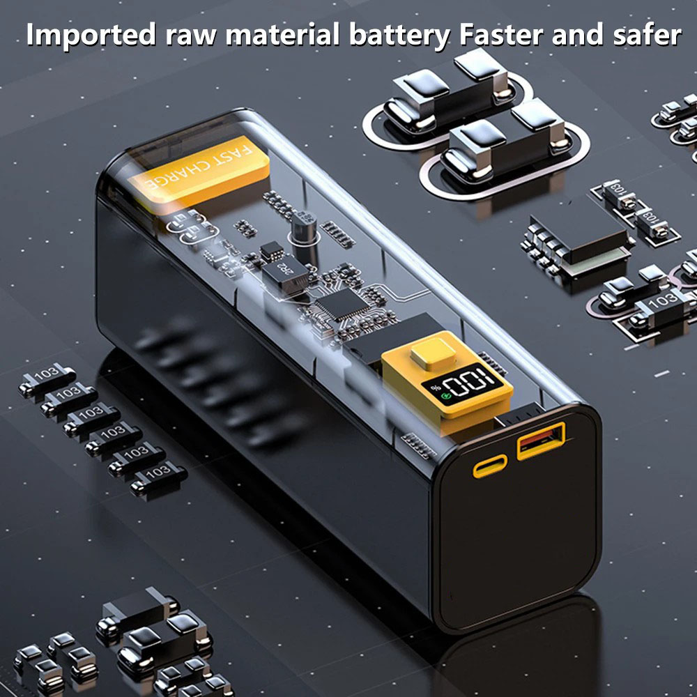 PD22.5W fast charging large capacity 20000 mAh transparent shell mobile phone power bank