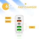 5 Ports 65W USB Chargers Type C Fast Charging Adapter Cell Phones PD QC 3.0 Wall Quick Charger