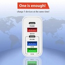 5 Ports 65W USB Chargers Type C Fast Charging Adapter Cell Phones PD QC 3.0 Wall Quick Charger