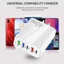 5 Ports 65W USB Chargers Type C Fast Charging Adapter Cell Phones PD QC 3.0 Wall Quick Charger