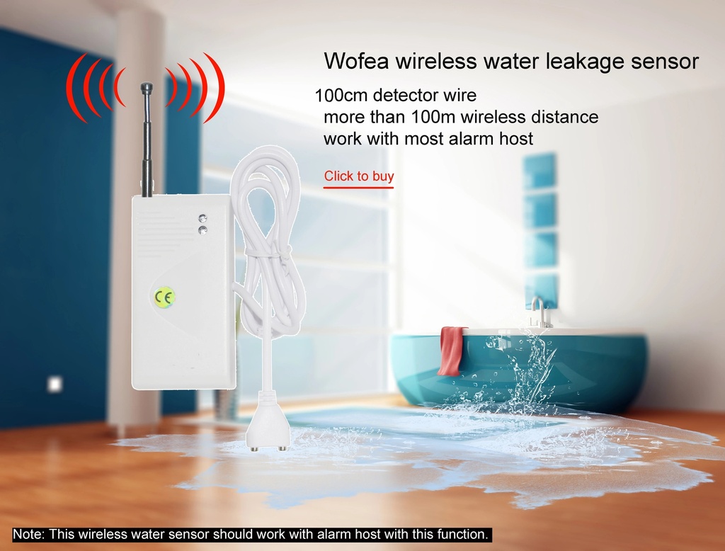 433MHZ Wireless Water leak Sensor Water Leakage Detector Alarm For Alarm System