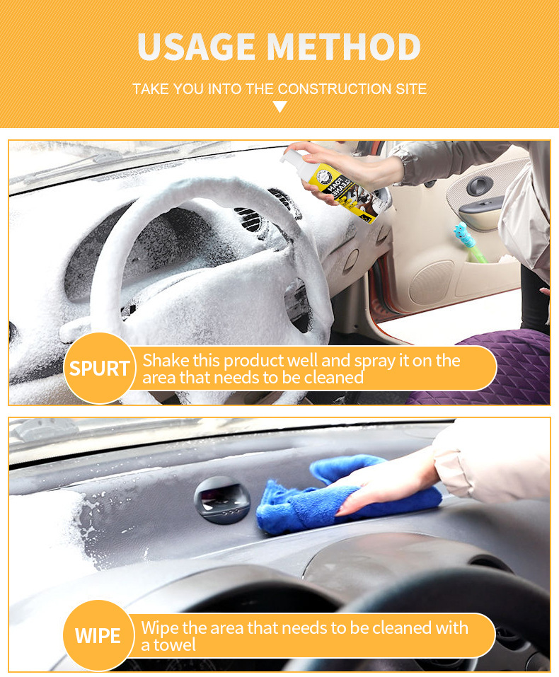 200ml Multifunctional Foam Car Cleaner Cleaning Powerful Stain Removal Kit Multifunctional Foam Cleaner Spray