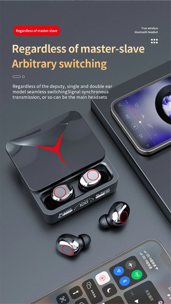 M90 PRO Bluetooth 5.3 Earphones Wireless Headphones Touch Control Gaming Headsets HIFI Stereo Noise Reduction earbuds With Mic