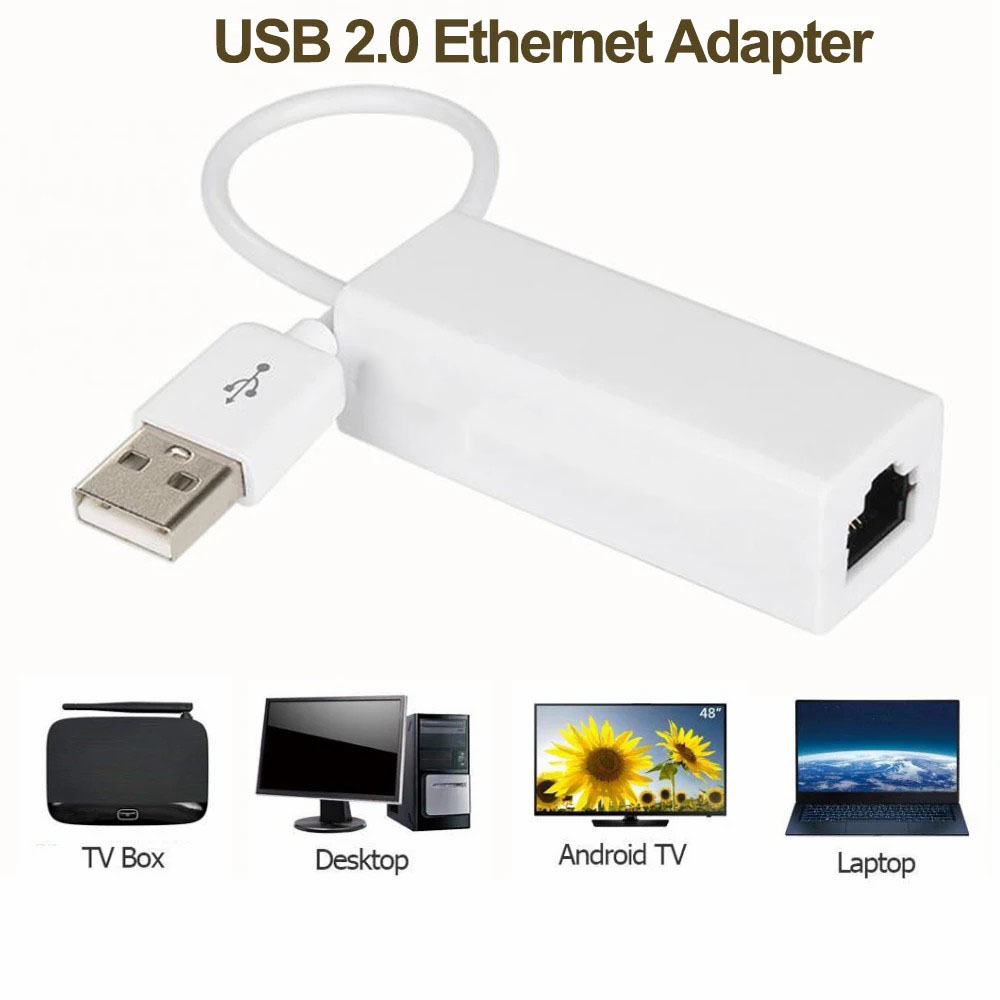 USB 2.0/ Type-C to Network Card LAN Adapter Ethernet RJ45 10/100Mbps Internet Cable Adapter