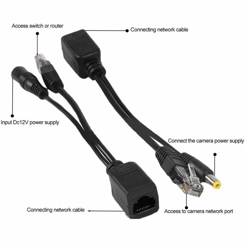 Passive POE Converter Power Cord RJ-45 Network Interface Adapter Cable DC 12v USB Power Splitter Internet Connection Cable For Ip Camera