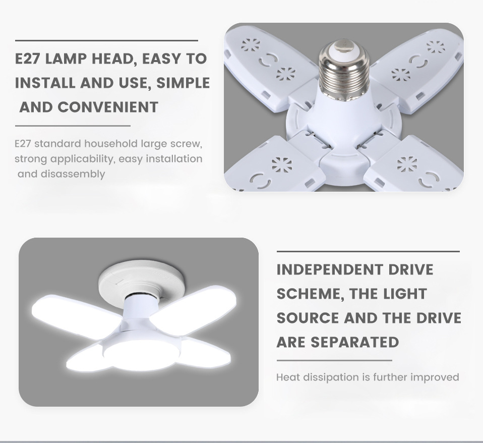 28W Fan Shape LED Bulb E27 LED Lamp Foldable 85-2650V Light Bulbs