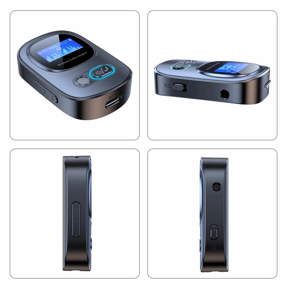 Bluetooth-compatible5.3 Audio Receiver Adapter Wireless Stereo Music Adapter Support TF Card Play with LCD Screen