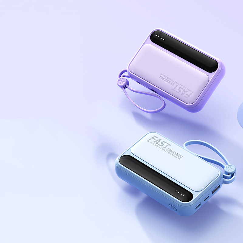 10000mAh Mobile Power Supply With Built-In Cable 18W Super Fast Charging Power Bank