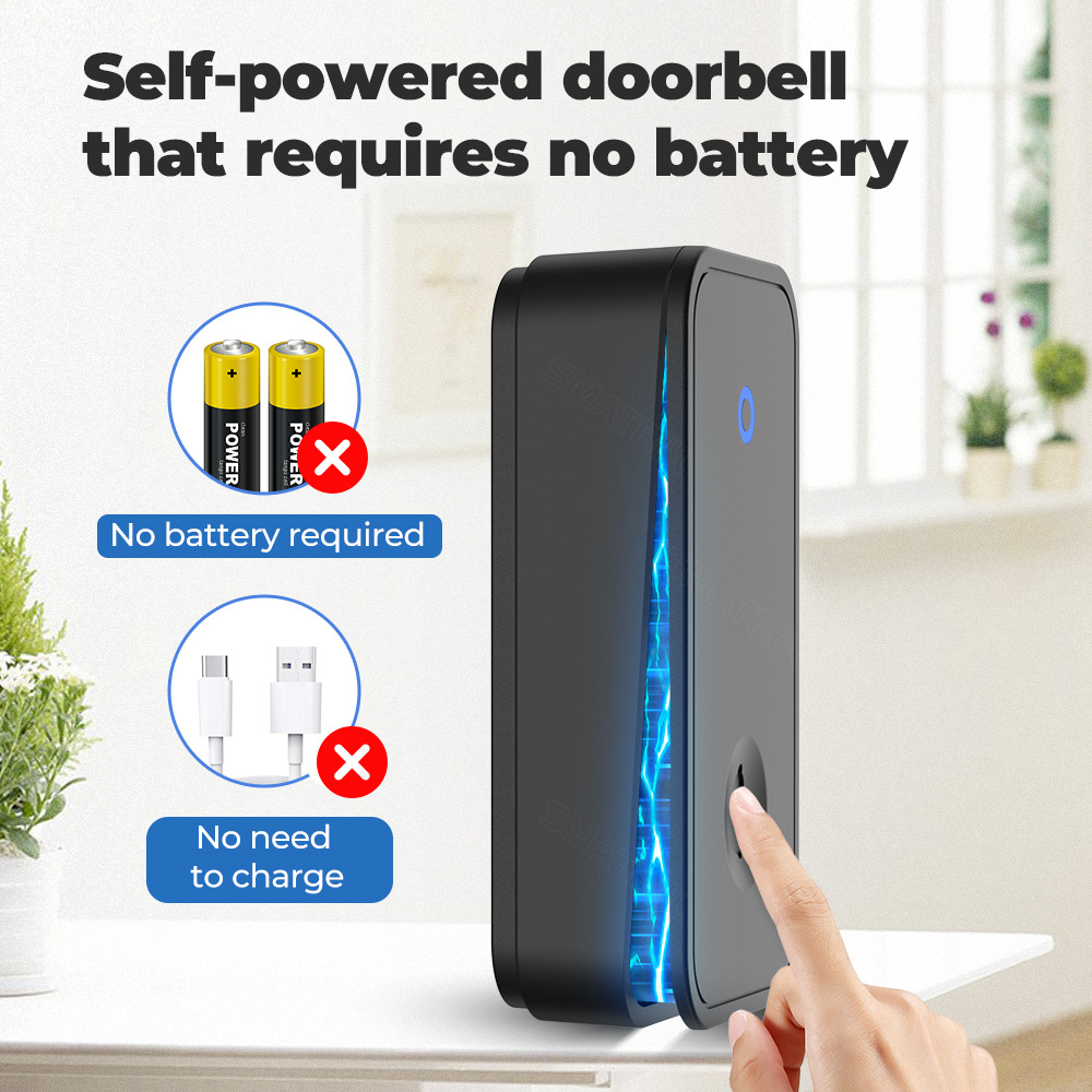 Self-generated wireless household electric doorbell intelligent AC music reminder elderly pager battery-free doorbell