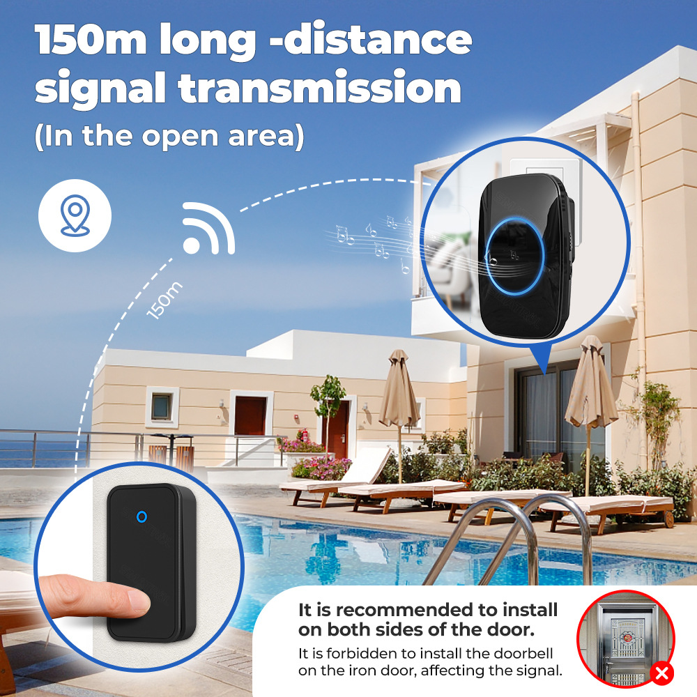 Self-generated wireless household electric doorbell intelligent AC music reminder elderly pager battery-free doorbell