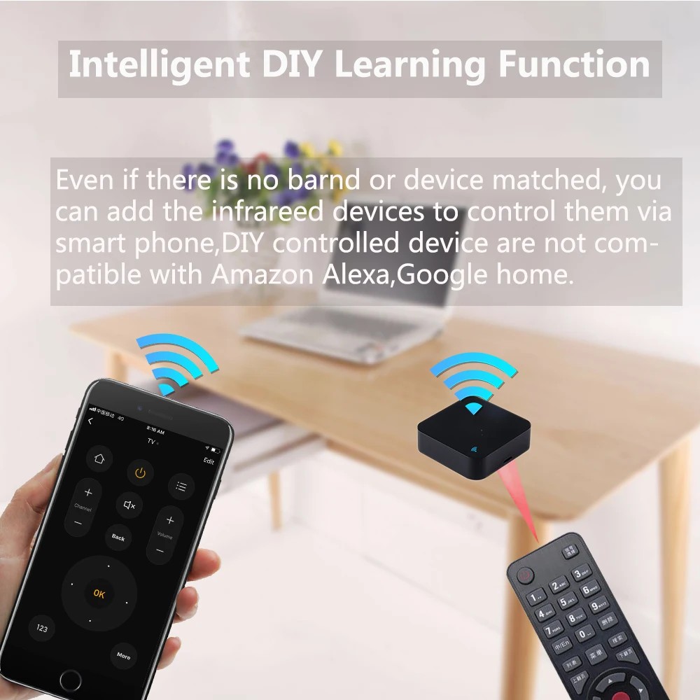 Tuya Smart IR Remote Control Built-in Temperature and Humidity Sensor for Air Conditioner TV DVD AC Works with Alexa,Google Home