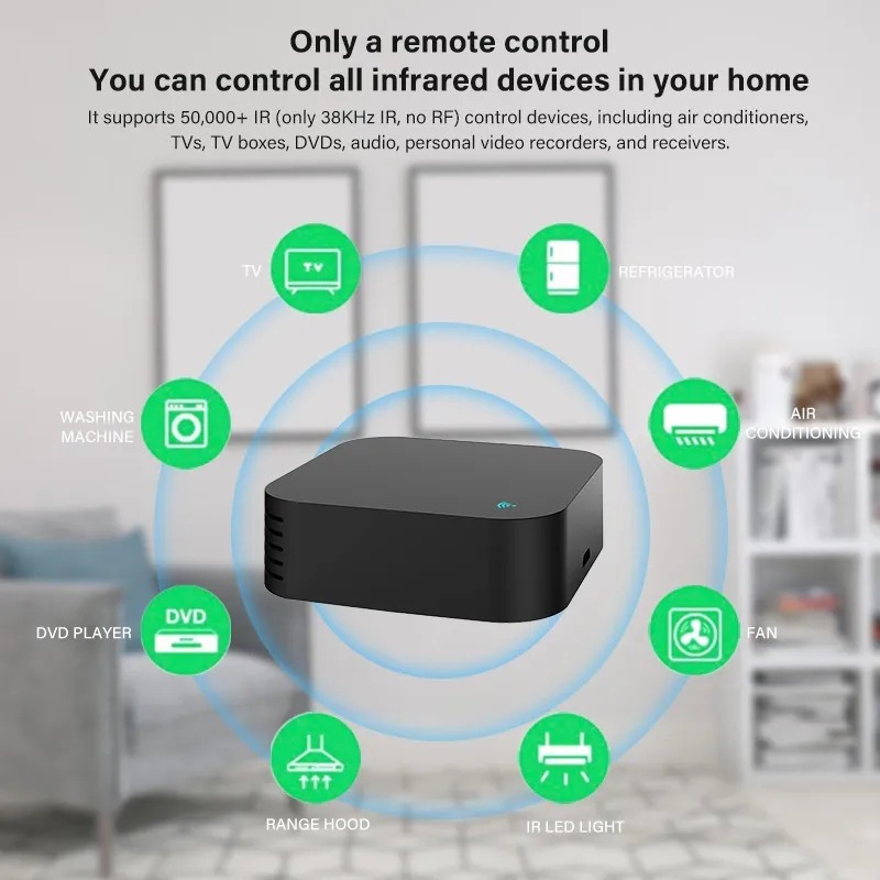 Tuya Smart IR Remote Control Built-in Temperature and Humidity Sensor for Air Conditioner TV DVD AC Works with Alexa,Google Home