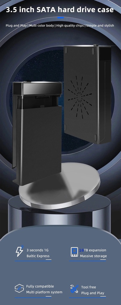 2.5/3.5 inch plastic screw-free USB 3.0 SATA desktop serial port hard drive enclosure supports 18TB external power supply