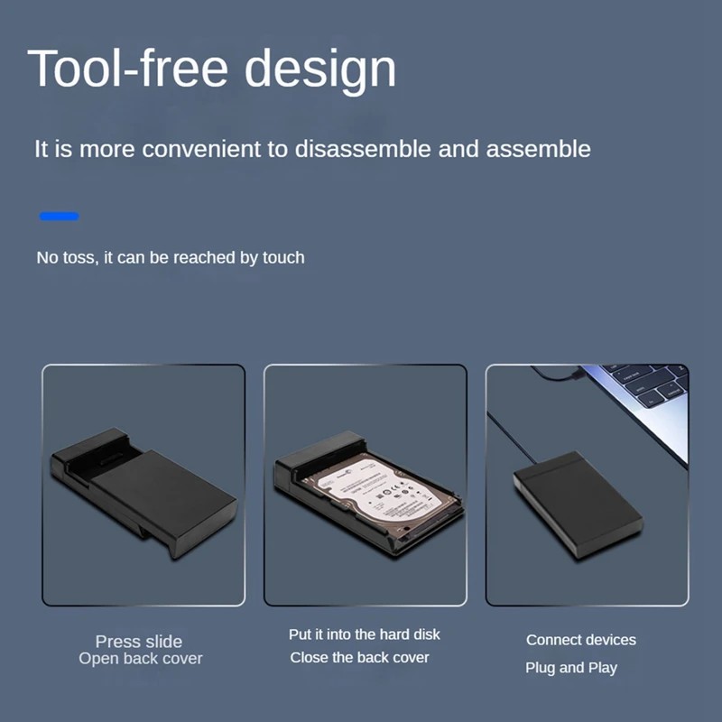 2.5/3.5 inch plastic screw-free USB 3.0 SATA desktop serial port hard drive enclosure supports 18TB external power supply