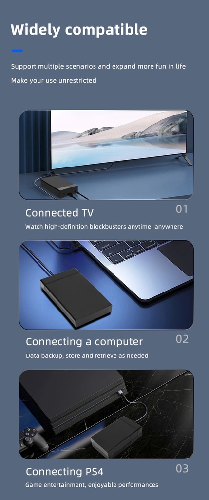 2.5/3.5 inch plastic screw-free USB 3.0 SATA desktop serial port hard drive enclosure supports 18TB external power supply