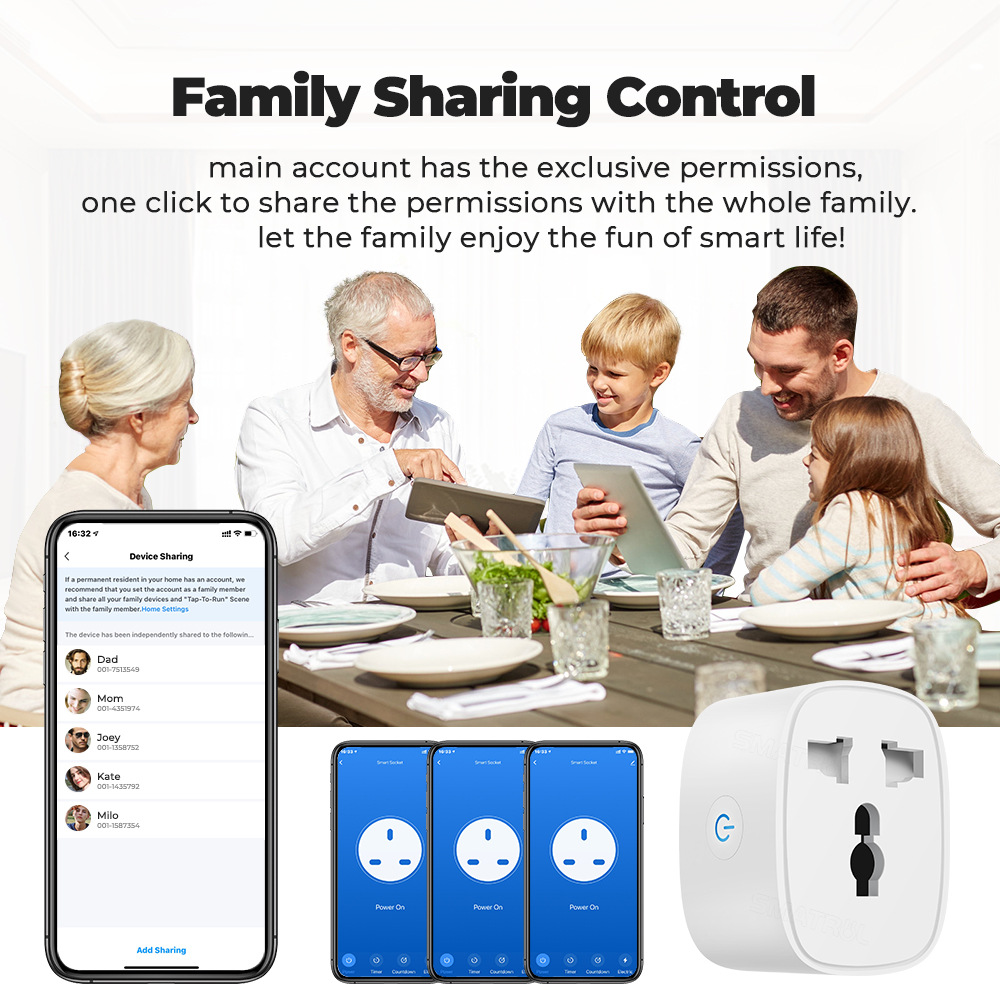 Tuya smart WIFI socket universal plug metering remote control switch APP timing