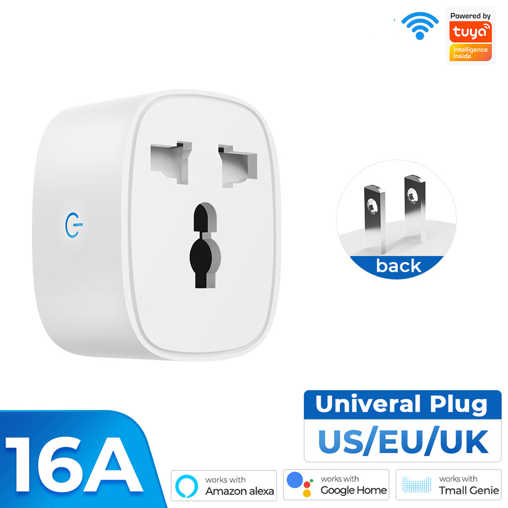 Tuya smart WIFI socket universal plug metering remote control switch APP timing