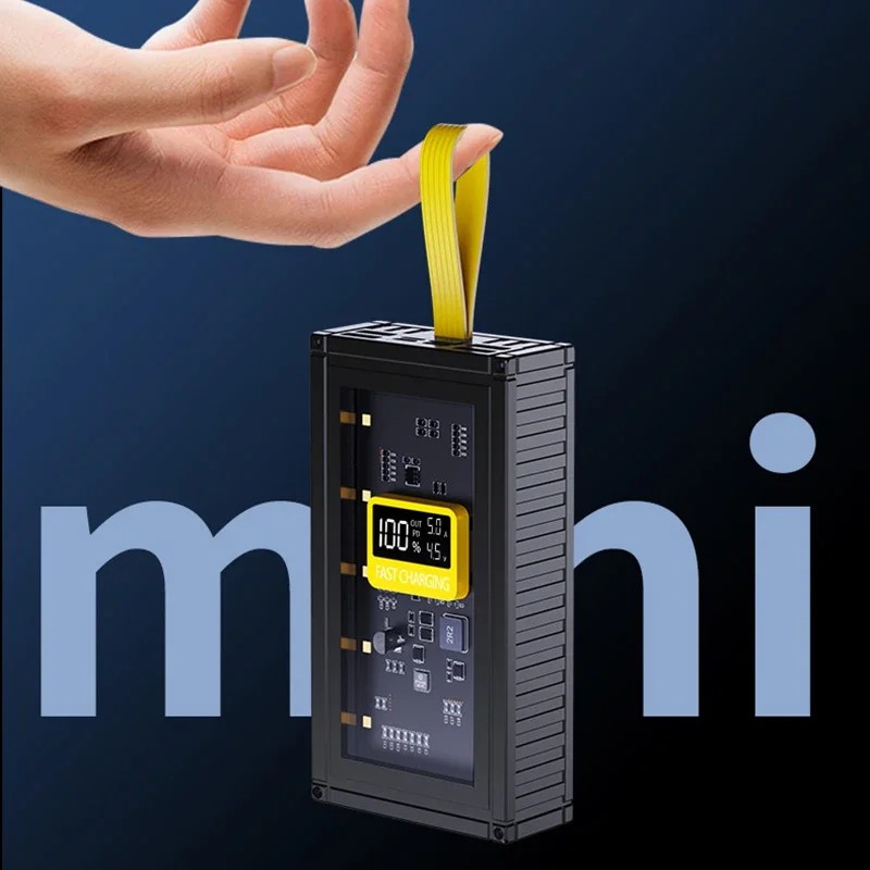 22.5W Fast Charging Transparent Mech Armor Power Bank with Digital Display