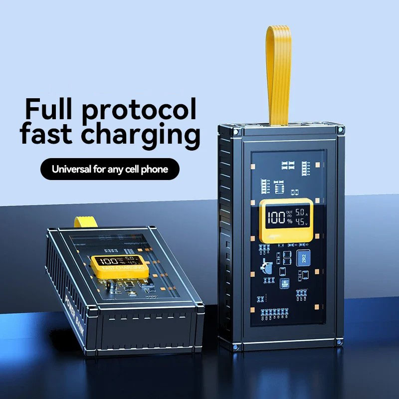22.5W Fast Charging Transparent Mech Armor Power Bank with Digital Display