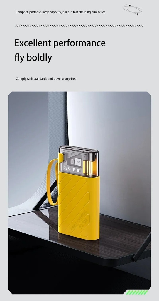 10000mAh PD22.5W super fast charging with built-in cable power bank
