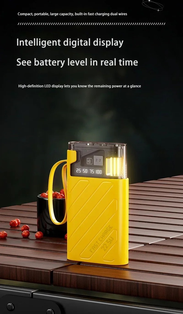 10000mAh PD22.5W super fast charging with built-in cable power bank