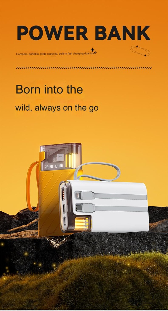 10000mAh PD22.5W super fast charging with built-in cable power bank