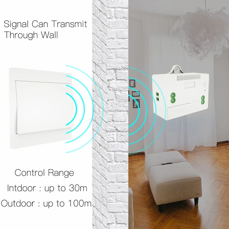 220V 10A Controller with Fuse,Self-Powered Wall Switch 433Mhz RF Wireless Kinetic Light Switch