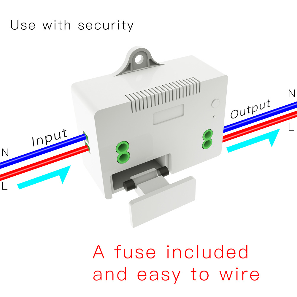 220V 10A Controller with Fuse,Self-Powered Wall Switch 433Mhz RF Wireless Kinetic Light Switch
