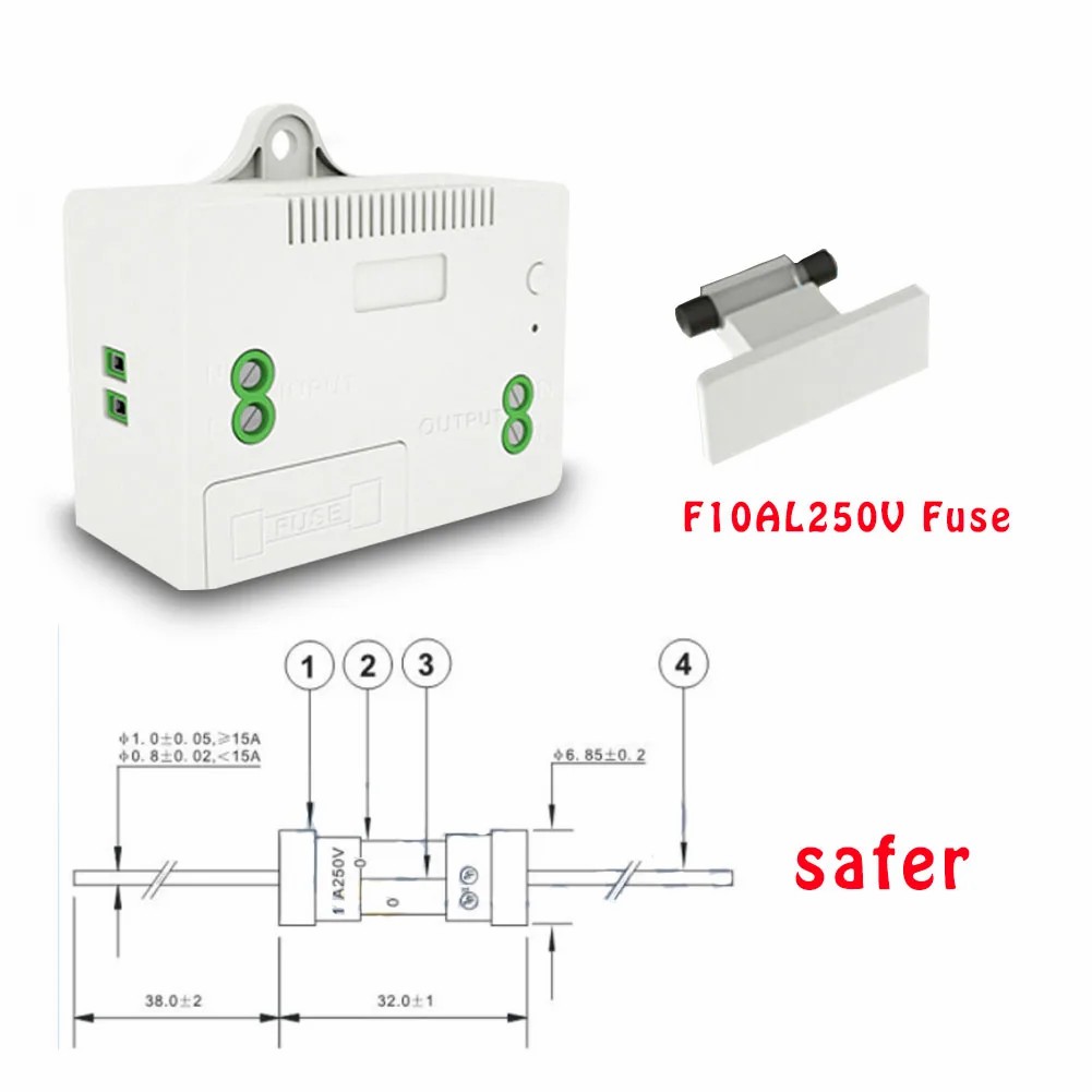220V 10A Controller with Fuse,Self-Powered Wall Switch 433Mhz RF Wireless Kinetic Light Switch