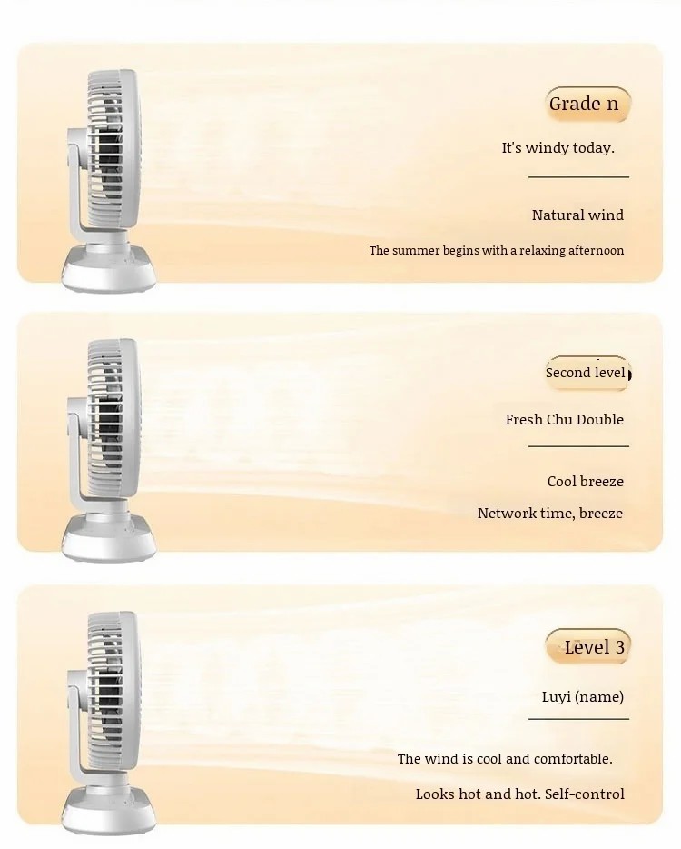 Desktop Portable Multifunctional High Wind Usb Rechargeable Circulating Fan Moving Head Desktop Fan