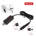 USB to DC5.5/3.5mm router optical modem boost cable 5V booster to 9V12V charging cable with led display